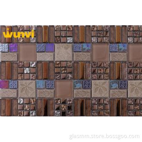 Home Decorative 300 300mm Thinness Glass And Metal Wall Ti